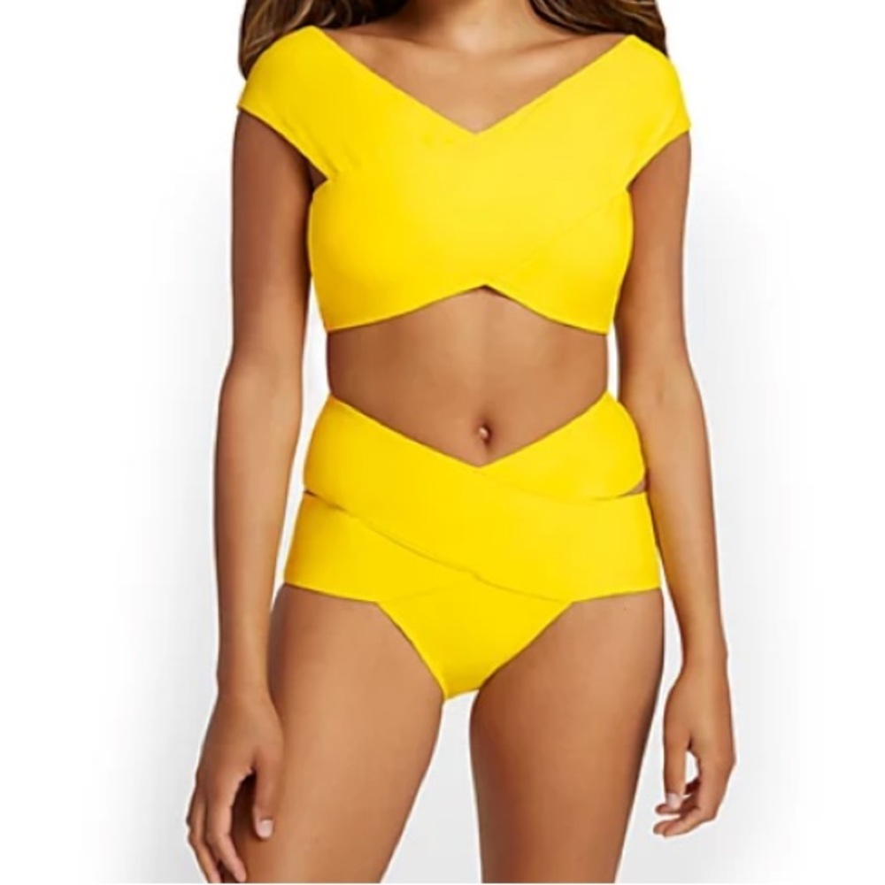 NY&CO - CROSSOVER BIKINI TOP (YELLOW)